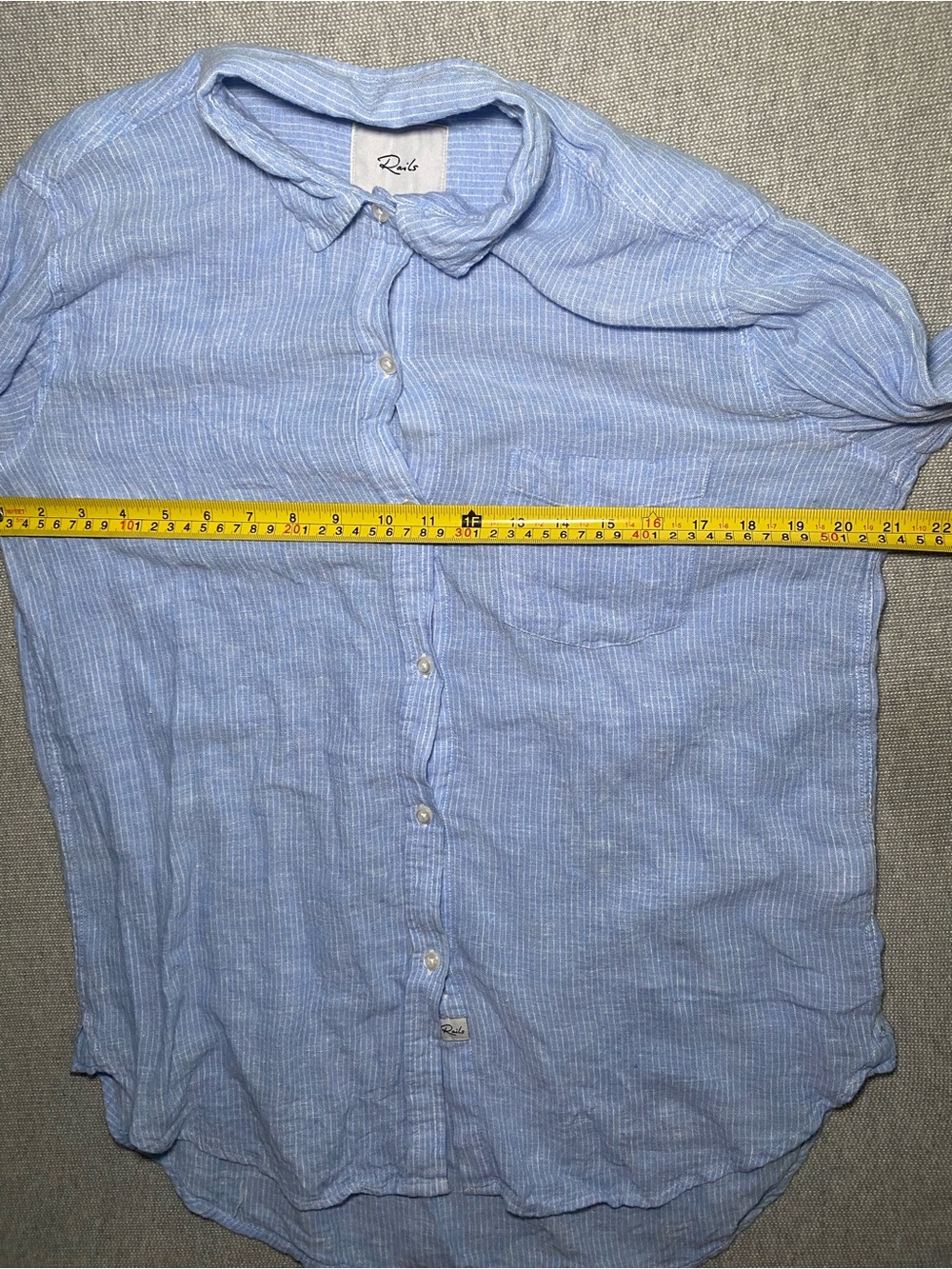 Rails Charli Button Down Shirt Stripe Semi Sheer Linen Blue White Size Small - Picture 4 of 8